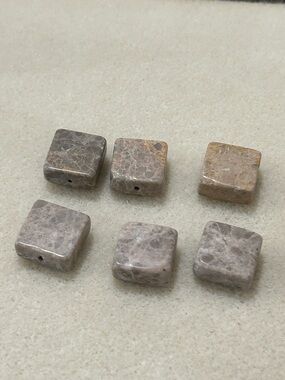 Square Natural Stone Beads - Set of 6